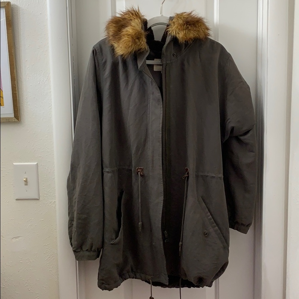 Obey winter jacket with detachable fur hood